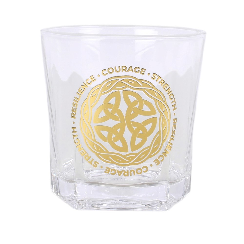 Celtic Shield Knot Lowball Glass with Cork Coaster