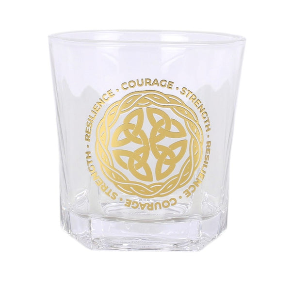 Celtic Shield Knot Lowball Glass with Cork Coaster