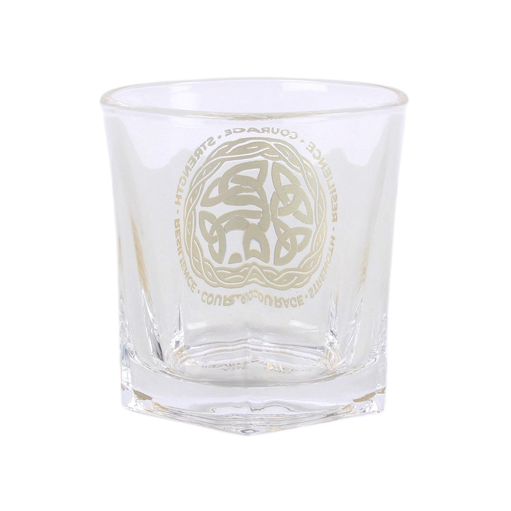 Celtic Shield Knot Lowball Glass with Cork Coaster