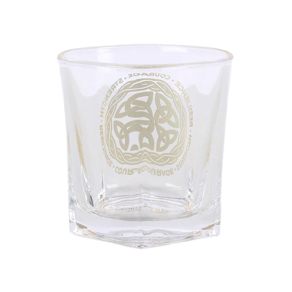Celtic Shield Knot Lowball Glass with Cork Coaster