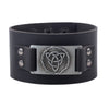 Black Celtic Triquetra Knot Leather Cuff Bracelet