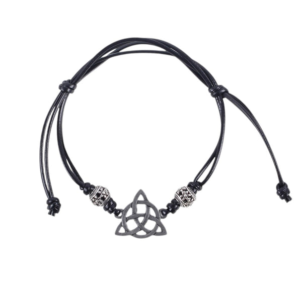 Black Celtic Triquetra Knot Cord Bracelet
