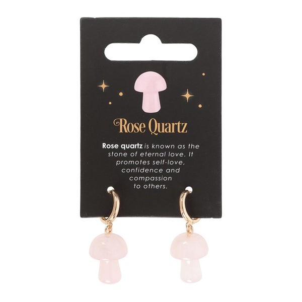 Rose Quartz Mushroom Earrings