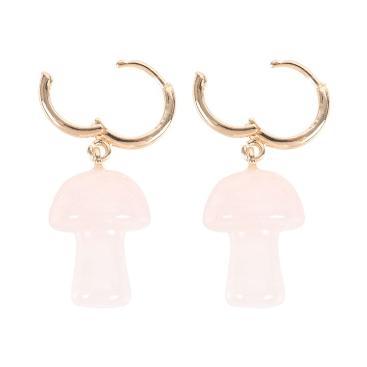 Rose Quartz Mushroom Earrings