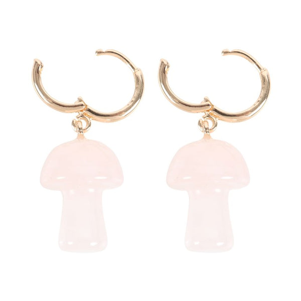 Rose Quartz Mushroom Earrings