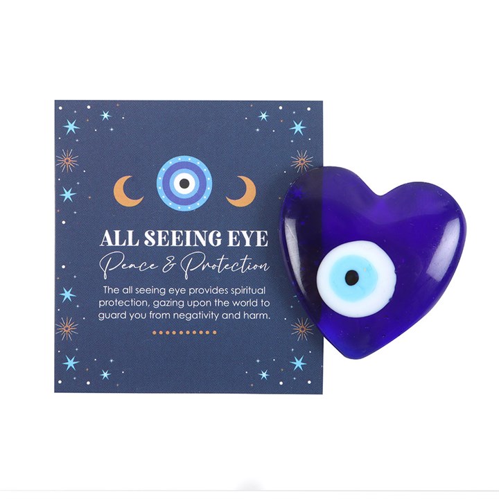 All Seeing Eye Glass Heart Charm