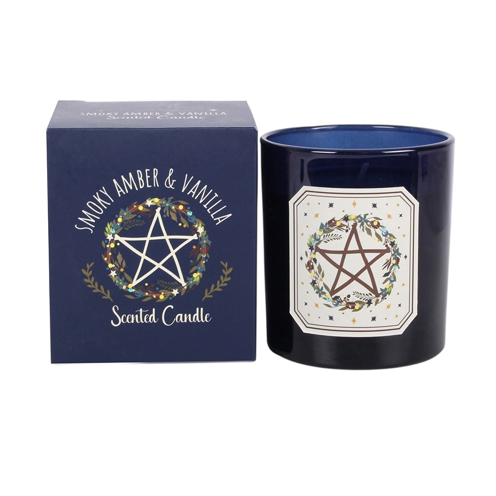 Solstice Wreath Smoky Amber & Vanilla Scented Glas