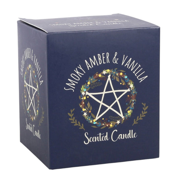 Solstice Wreath Smoky Amber & Vanilla Scented Glas