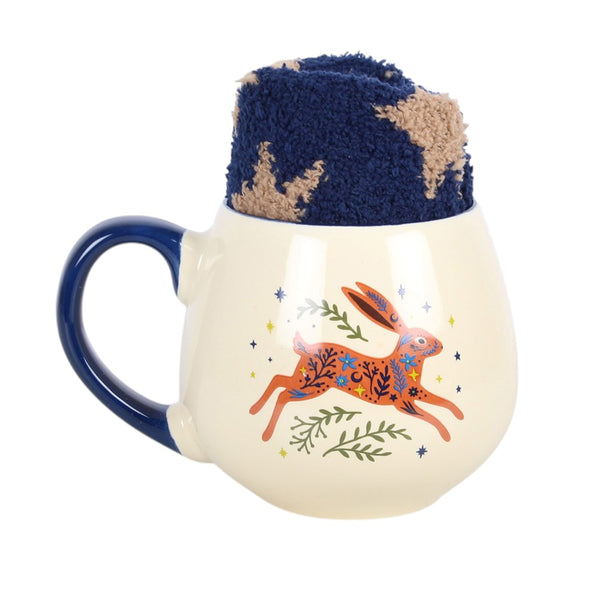 Leaping Hare Mug And Socks Set