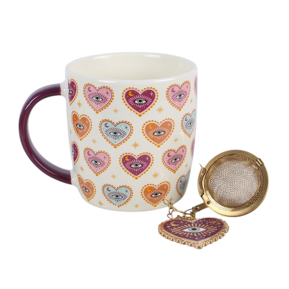 Sacred Sight Heart Print Mug & Tea Infuser Set