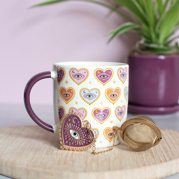 Sacred Sight Heart Print Mug & Tea Infuser Set