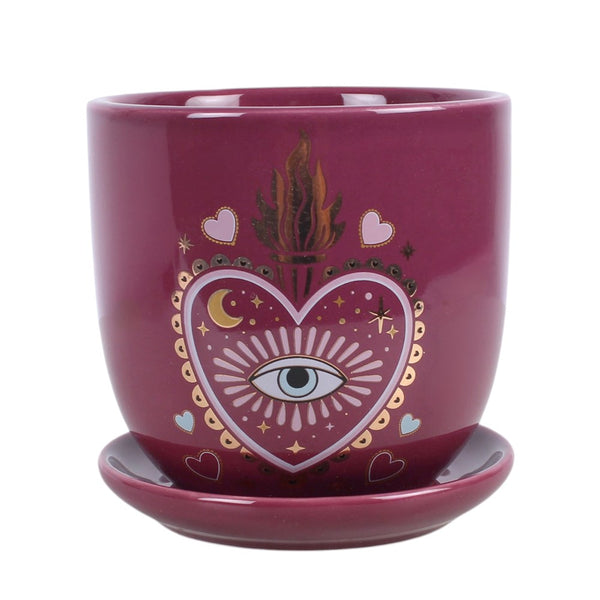 Sacred Sight Heart Plant Pot & Saucer