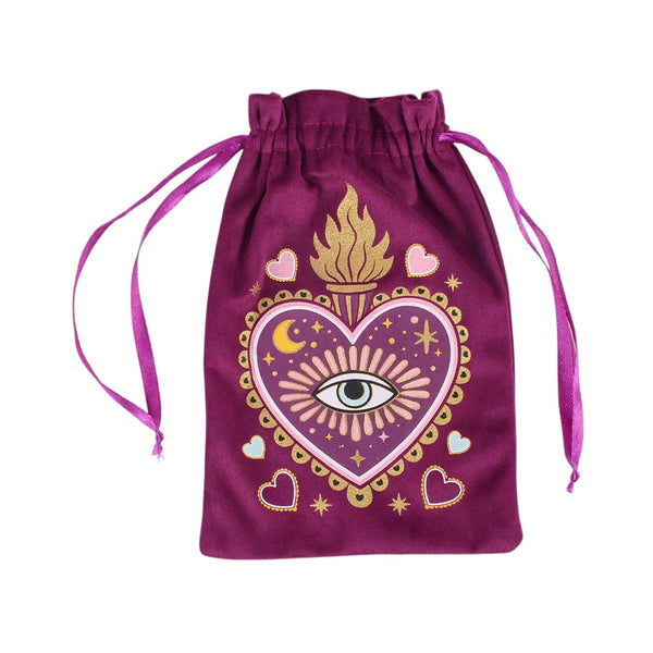 Sacred Sight Heart Velvet Drawstring Bag