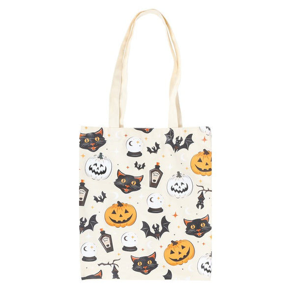 Spooky Cat & Pumpkin Tote Bag