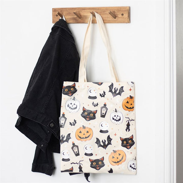 Spooky Cat & Pumpkin Tote Bag