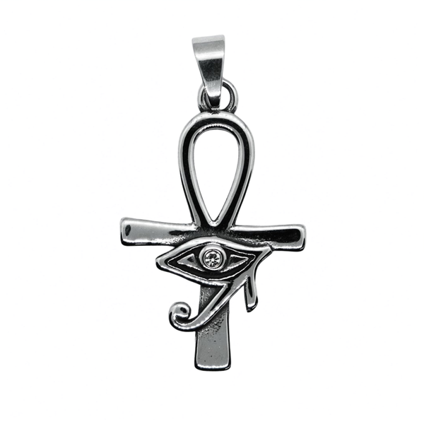 Stainless Steel Eye On Ankh Pendant