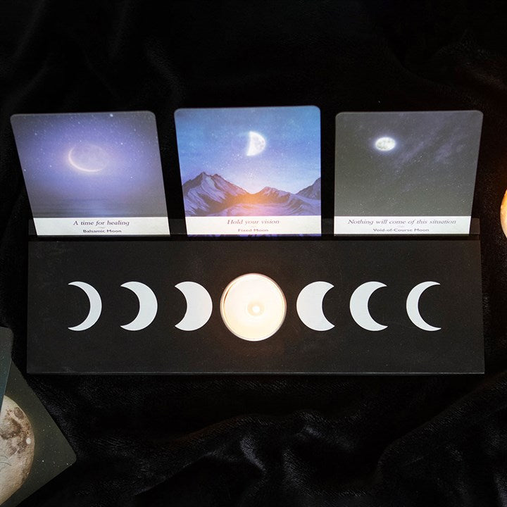 Black Moon Phase Card Stand TLight Holde