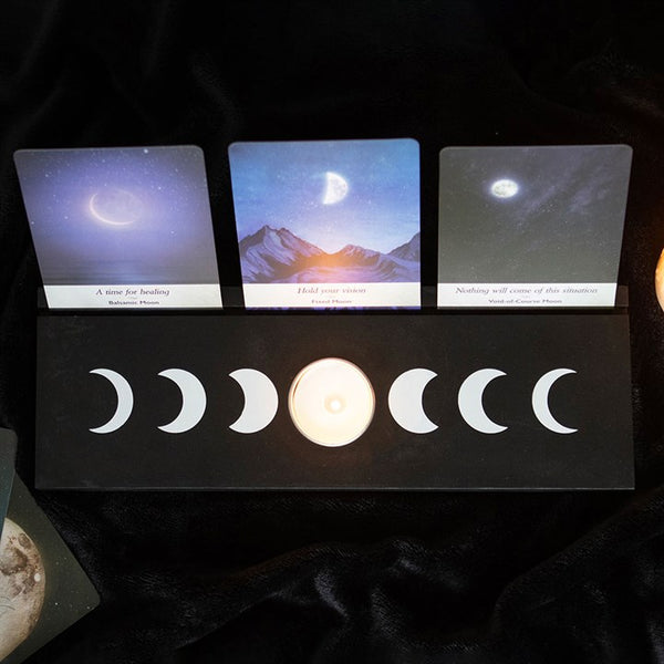 Black Moon Phase Card Stand TLight Holde