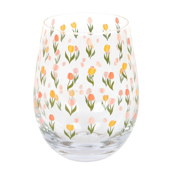 Tulip Print Stemless Glass