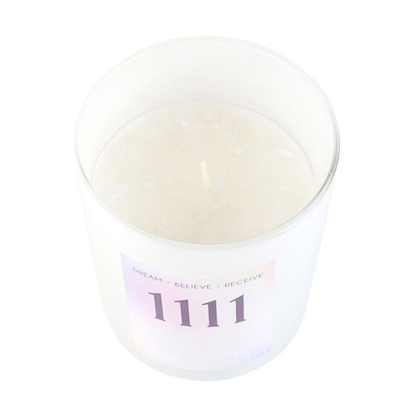 111 Angel Number Crystal chip Candle