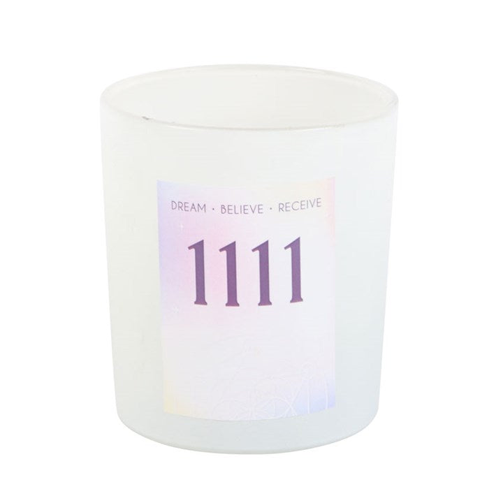 111 Angel Number Crystal chip Candle