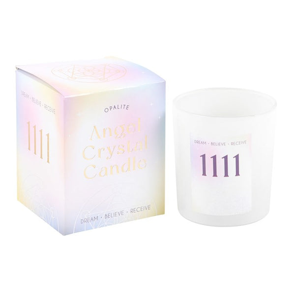 111 Angel Number Crystal chip Candle