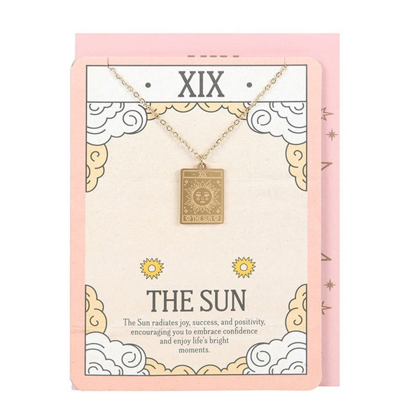 Sun Vintage Tarot Card Necklace on Card
