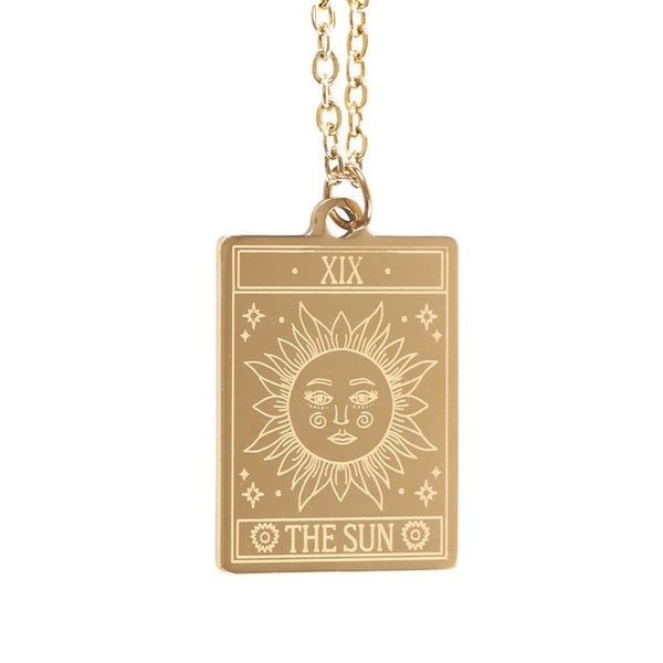 Sun Vintage Tarot Card Necklace on Card
