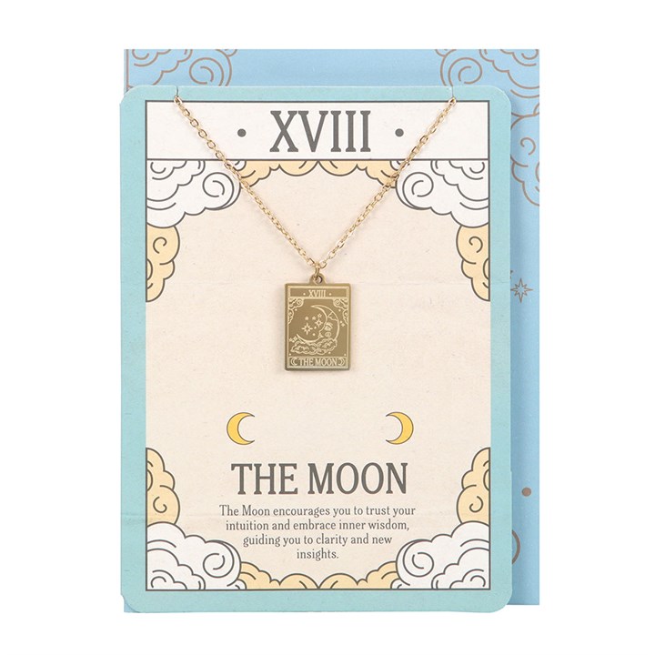 Moon Vintage Tarot Card Necklace on Card