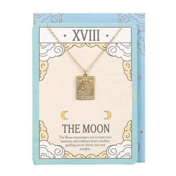 Moon Vintage Tarot Card Necklace on Card