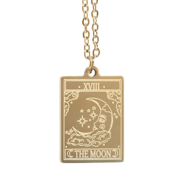 Moon Vintage Tarot Card Necklace on Card