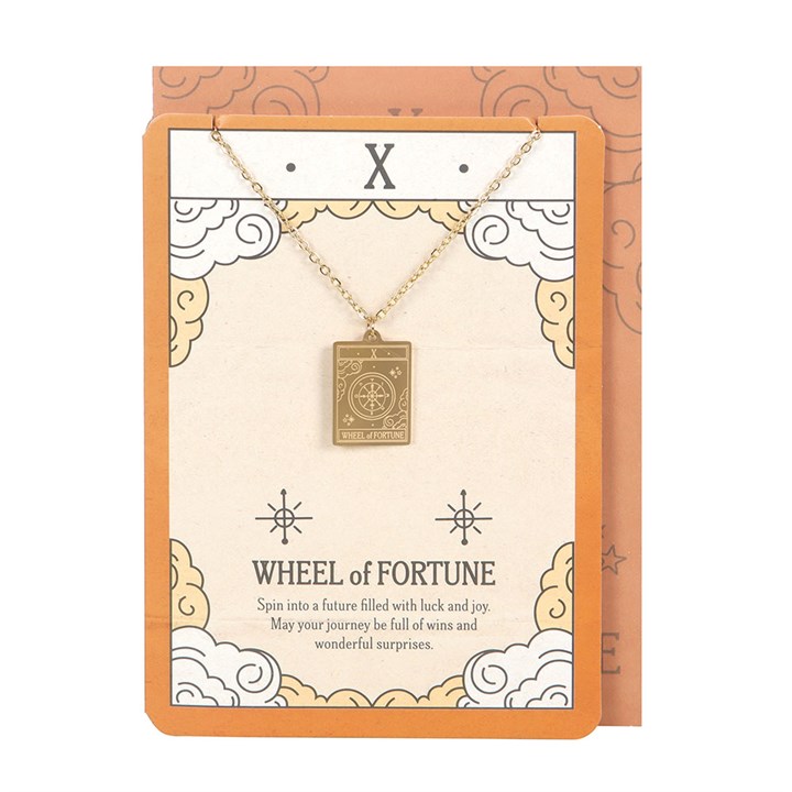 Wheel of Fortune Vintage Tarot Card Necklace on Card