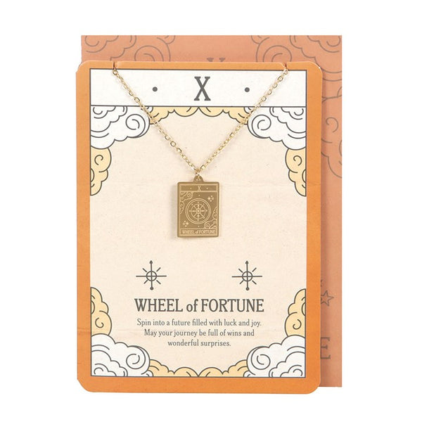 Wheel of Fortune Vintage Tarot Card Necklace on Card