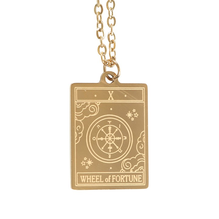 Wheel of Fortune Vintage Tarot Card Necklace on Card