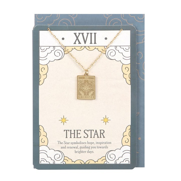 Star Vintage Tarot Card Necklace on Card
