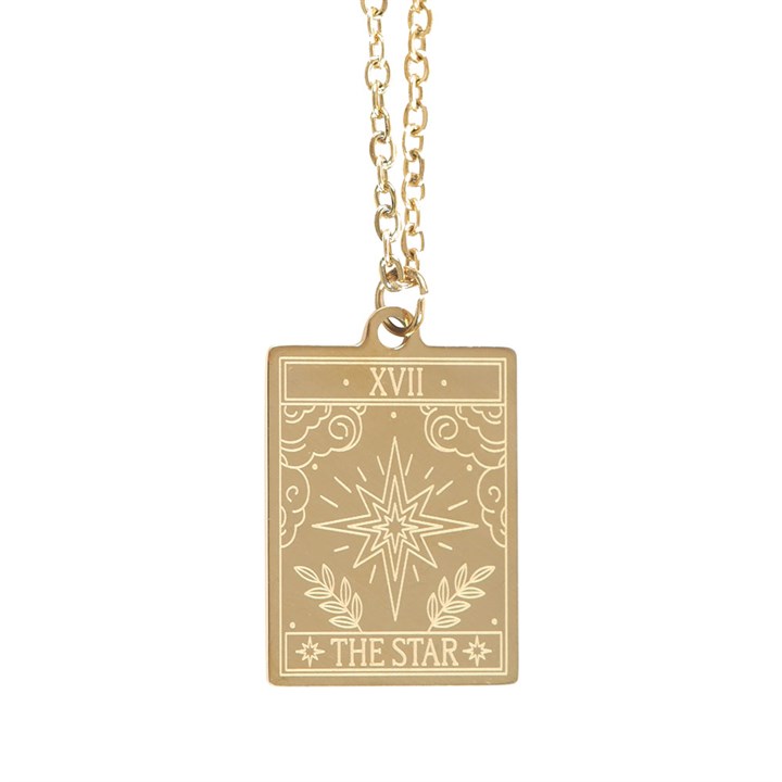 Star Vintage Tarot Card Necklace on Card