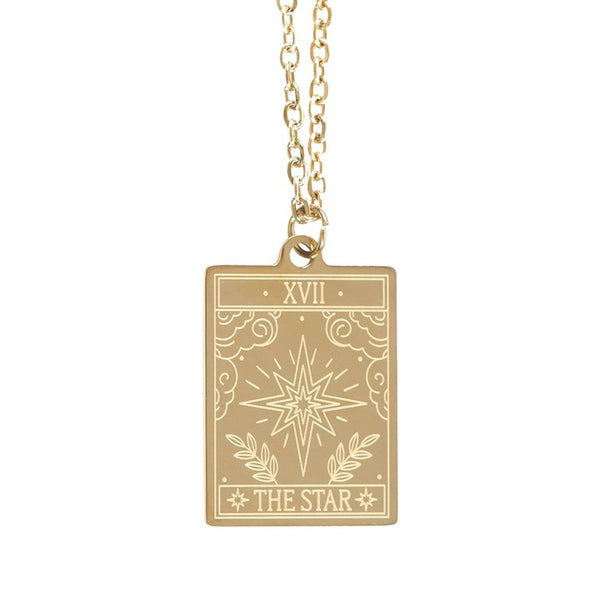 Star Vintage Tarot Card Necklace on Card