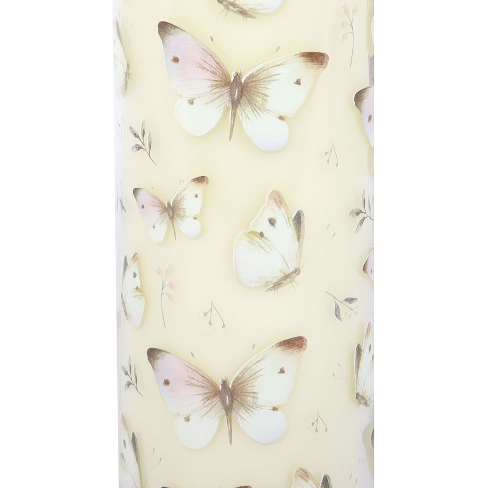 White Butterfly Print Vanilla Tube Candle