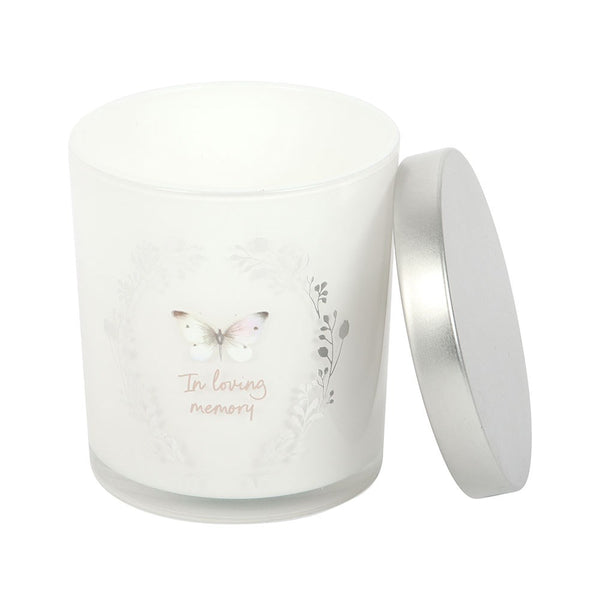 In Loving Memory White Butterfly Vanilla Candle