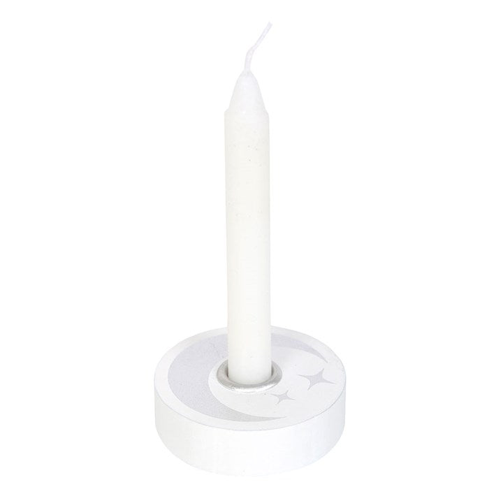 White Mystical Moon Spell Candle Holder