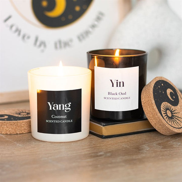 Set Of 2 Yin & Yang Black Oud and Coconut Candles