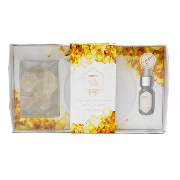Citrine on Glass Tray with Fragrance Oil