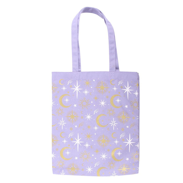 Purple Celestial Print Tote Bag
