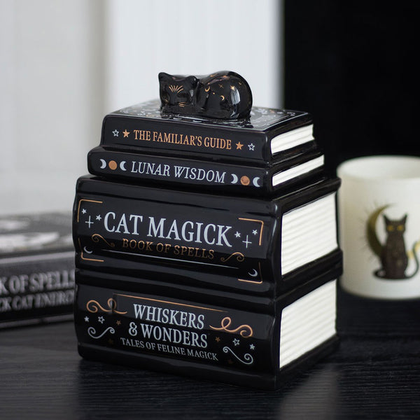 Black Cat Boook Stack Oil Burner With Cat