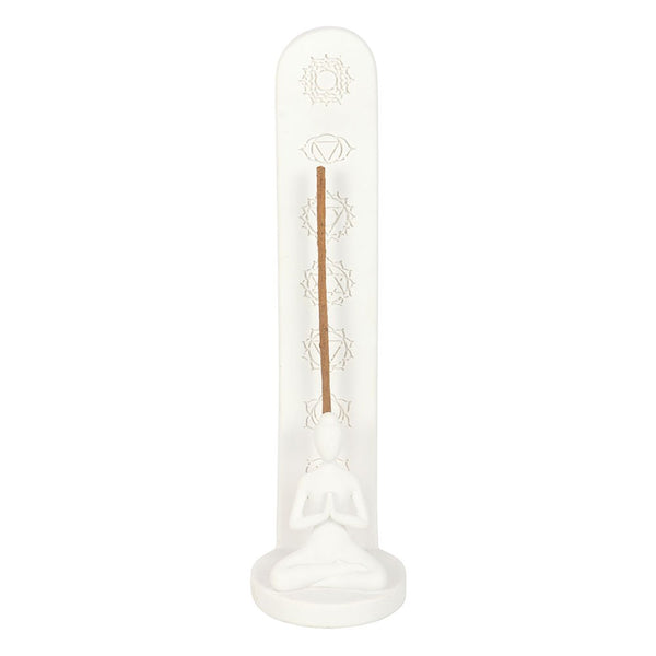 White Chakra and Yoga Pose Incense Stick Holder