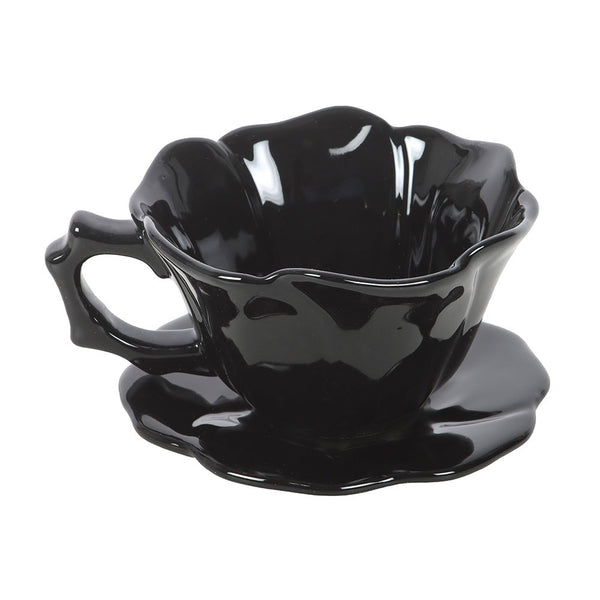 Black Rose Teacup & Saucer