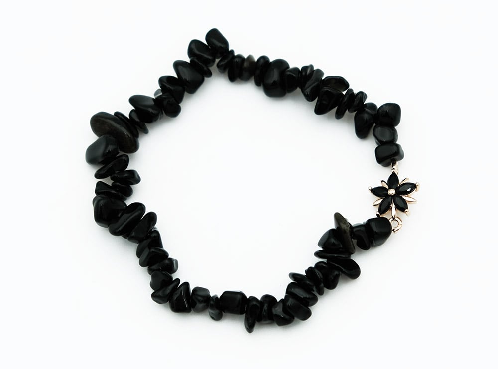 Black Obsidian Flower Bracelet