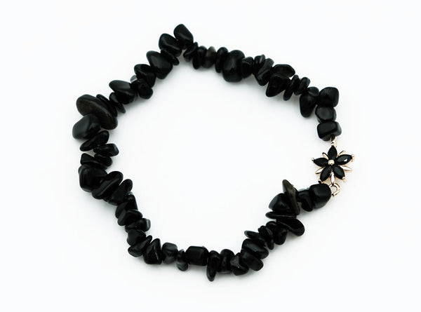 Black Obsidian Flower Bracelet