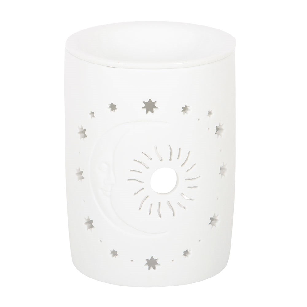 White Sun & Moon Cut Out Oil Burner
