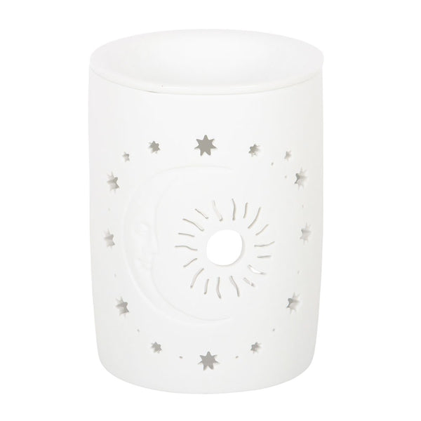 White Sun & Moon Cut Out Oil Burner